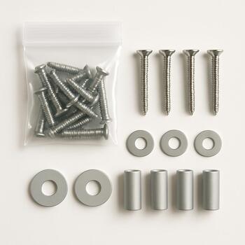 Hardware pack with screws and spacers laid out