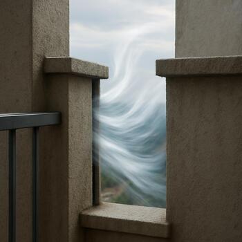 Balcony wall gap channeling wind