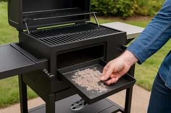 Ash pan being removed for cleanup