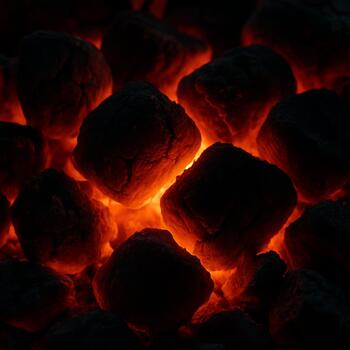 Close-up of glowing coals
