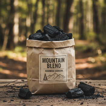 Paper bag of hardwood charcoal blend