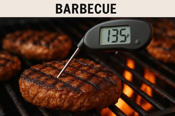 Instant-read thermometer probing meat