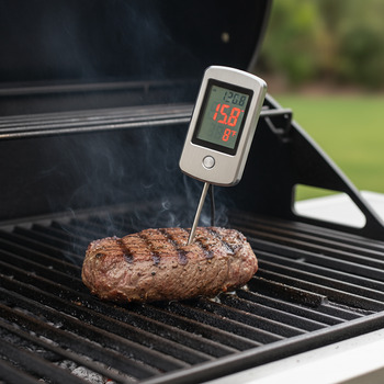 Instant-read thermometer on a grate