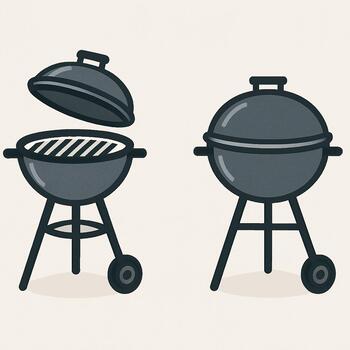 Grill shown with lid open vs closed icons