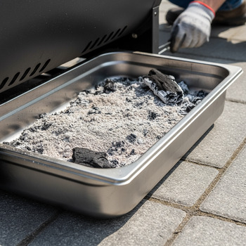 Tray catching low ash for easy cleanup