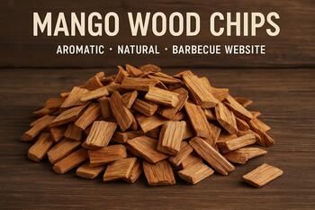 Mango wood chips in a small bowl