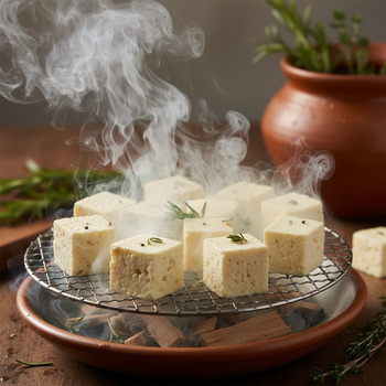Paneer pieces in gentle smoke bath