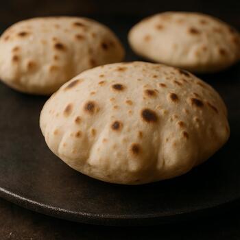 Flatbreads puffing on a tawa