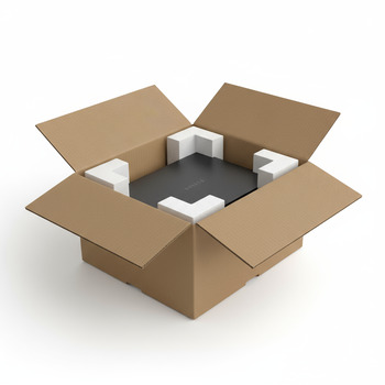 Open shipper box with foam corners