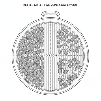 Sketch of two-zone coal layout in a kettle